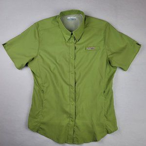 Columbia PFG Women's Medium Shirt Vented Omni-Shade Fishing Outdoor Lime Green